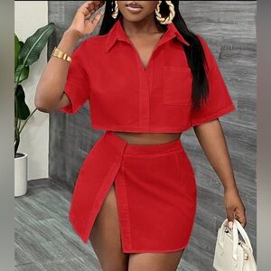 Shein Cropped Top two piece Skirt Set Size L!! New in Package